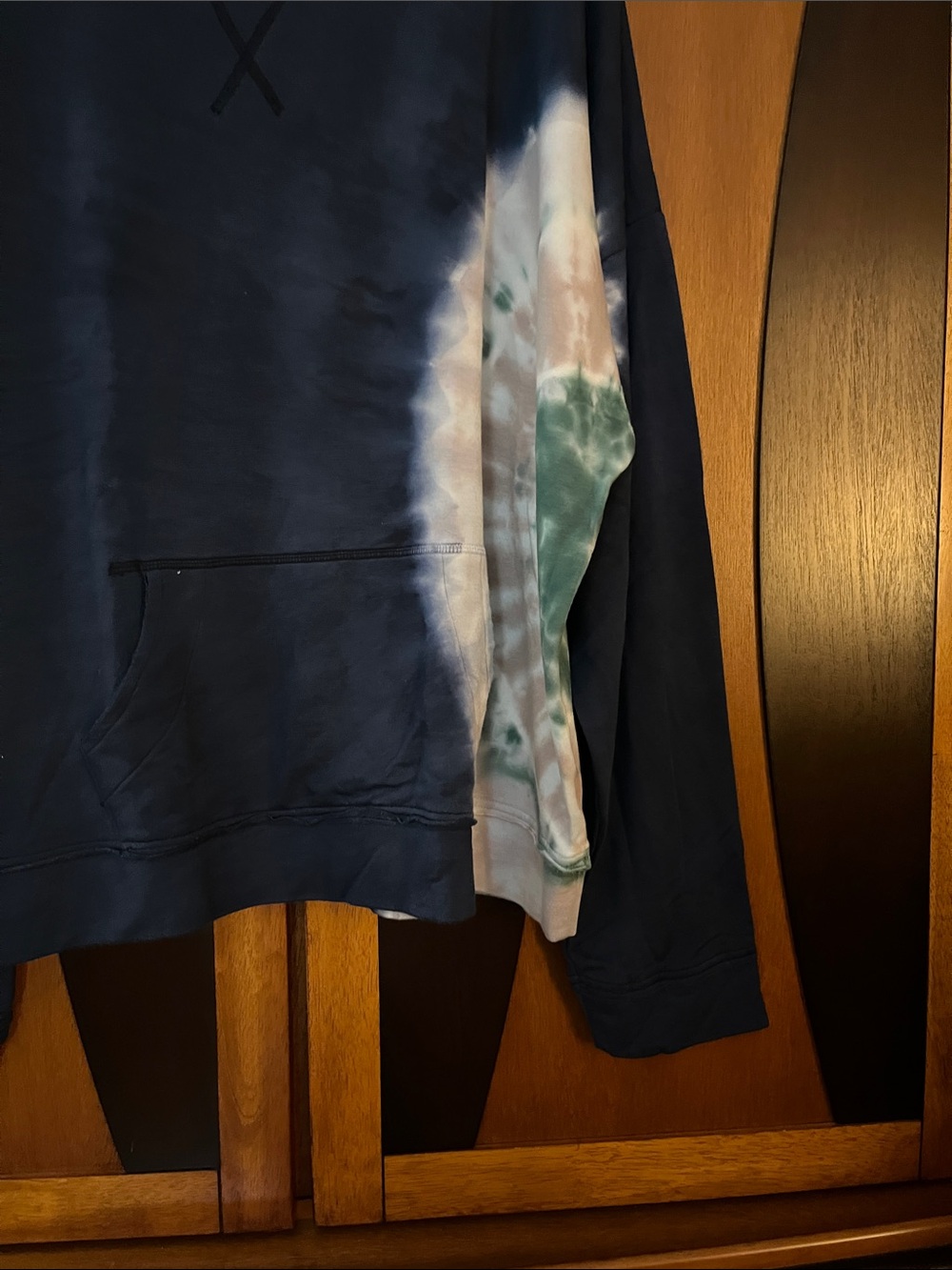 78 & Sunny Navy Pullover Sweatshirt w/Tie-Dye Detail on Sleeve & Side-Front&Back - Picture 5 of 11